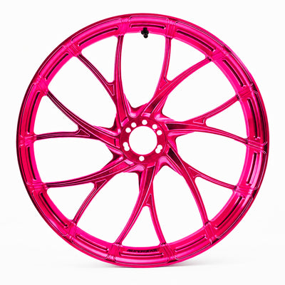 Forged aluminum Y-spoke wheel, Harley Touring, Road Glide RG/FLTRX, Street Glide SG/FLHX, 19-inch, wildblossom pink