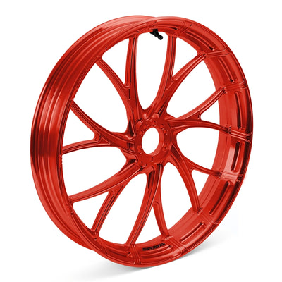 Forged aluminum Y-spoke wheel, Harley Touring, Road Glide RG/FLTRX, Street Glide SG/FLHX front, daytona red
