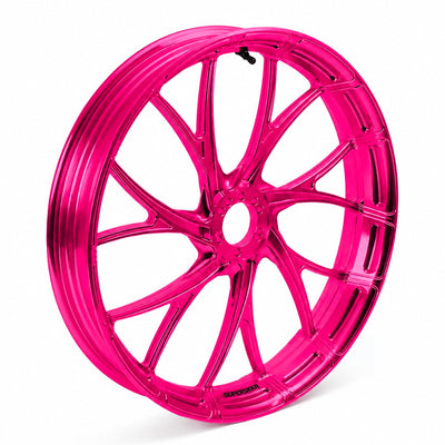 Forged aluminum Y-spoke wheel, Harley Touring, Road Glide RG/FLTRX, Street Glide SG/FLHX front, wildblossom pink
