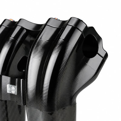 RF7 10-inch pullback carbon fiber riser for Harley-Davidson 1-inch handlebars, nightstrike black finish