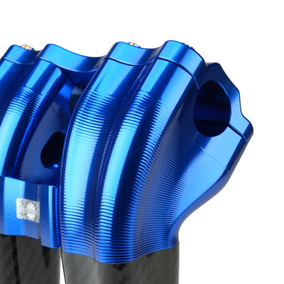 RF7 10-inch pullback carbon fiber riser for Harley-Davidson 1-inch handlebars, deep current blue finish
