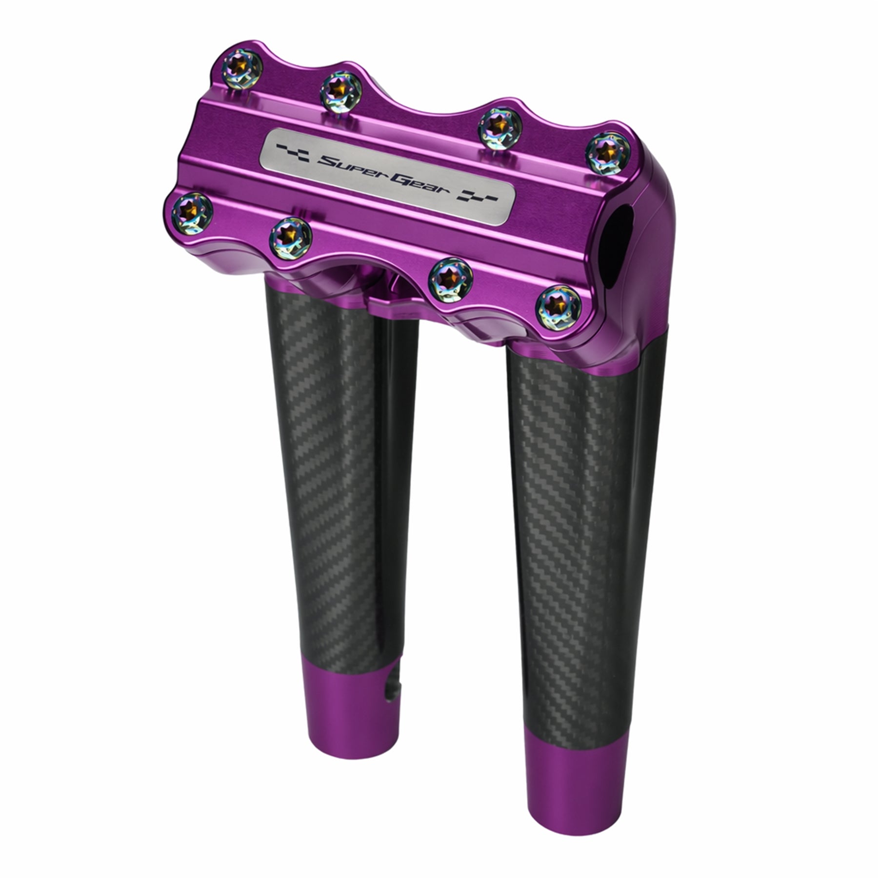 RF7 10-inch pullback carbon fiber riser for Harley-Davidson 1-inch handlebars, canyonshade purple finish