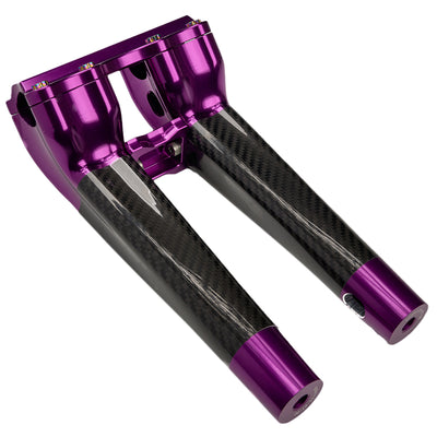 SuperGear Performance 10 Inch Pullback Handlebar Riser for Harley Davidson 1" Bars - Canyonshade Purple Carbon Fiber CNC Billet