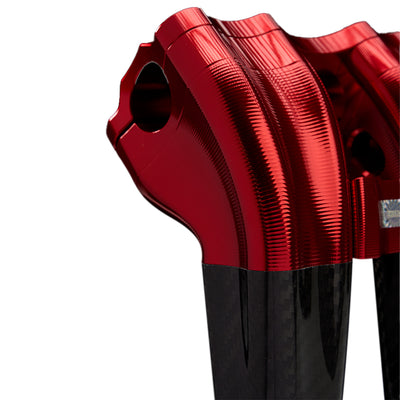 SuperGear Performance 10 Inch Pullback Handlebar Riser for Harley Davidson 1" Bars - Daytona Red Carbon Fiber CNC Billet
