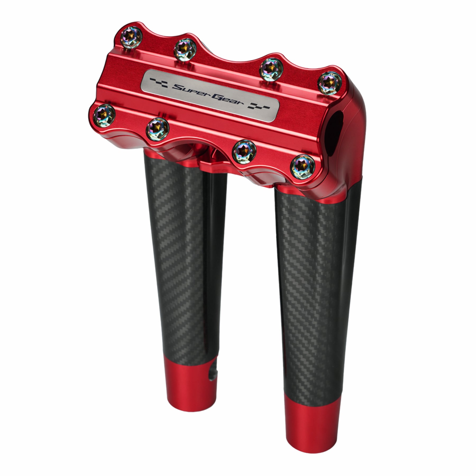 RF7 10-inch pullback carbon fiber riser for Harley-Davidson 1-inch handlebars, daytona red finish