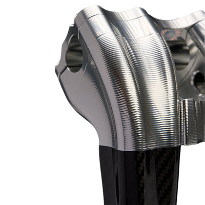 SuperGear Performance 10 Inch Pullback Handlebar Riser for Harley Davidson 1" Bars - Ridgeline Silver Carbon Fiber CNC Billet
