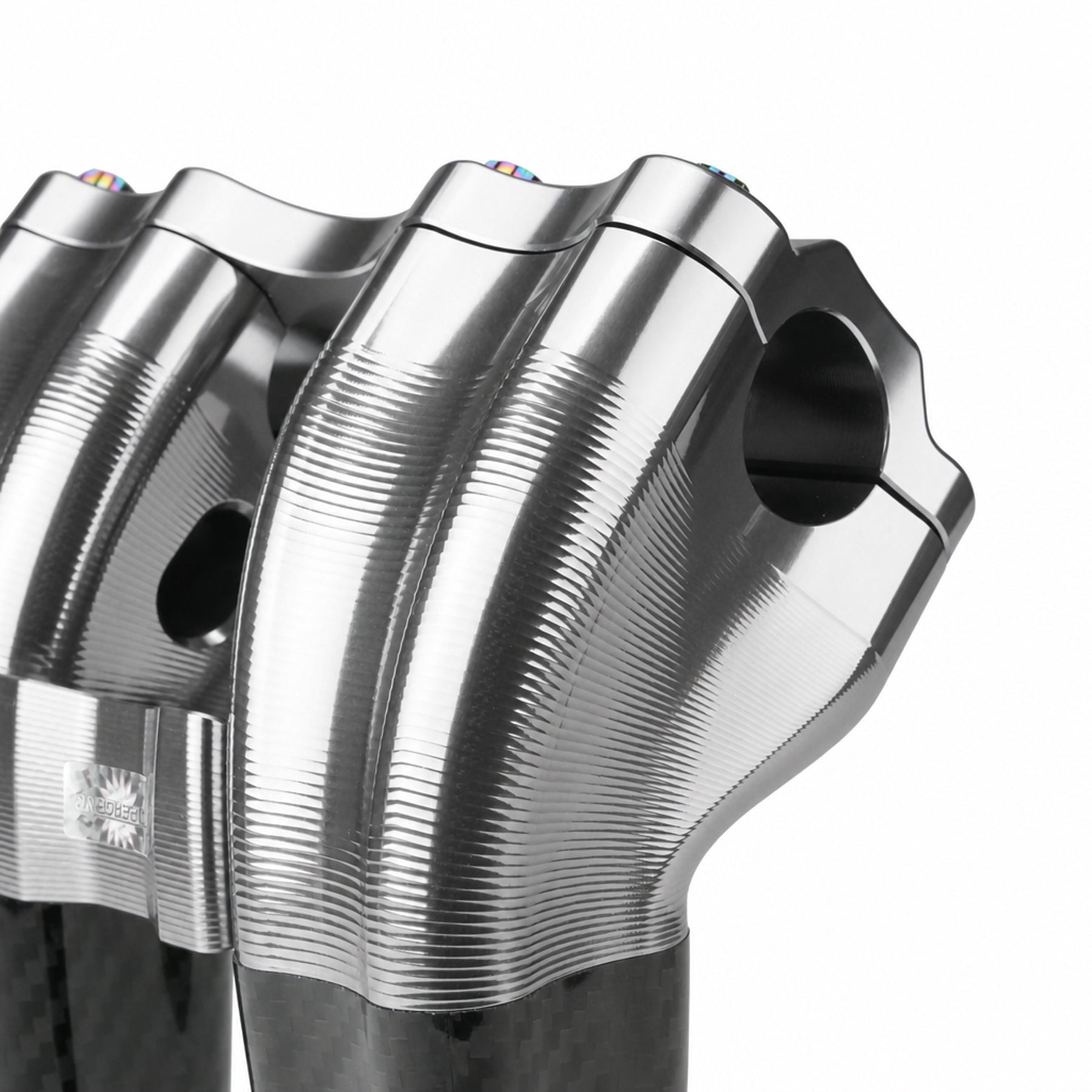 RF7 10-inch pullback carbon fiber riser for Harley-Davidson 1-inch handlebars, ridgeline silver finish