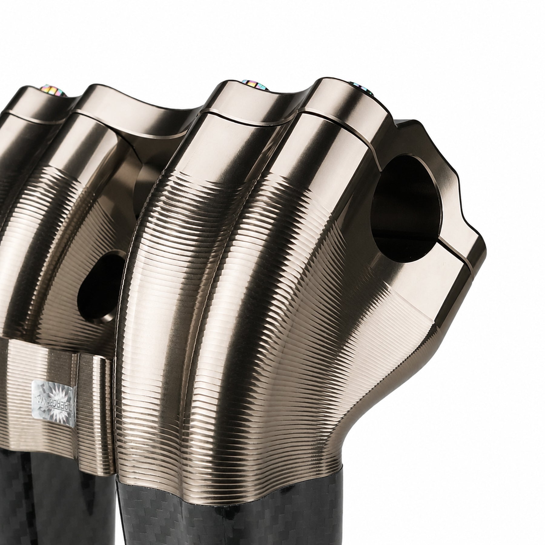 RF7 10-inch pullback carbon fiber riser for Harley-Davidson 1-inch handlebars, titanium gold finish