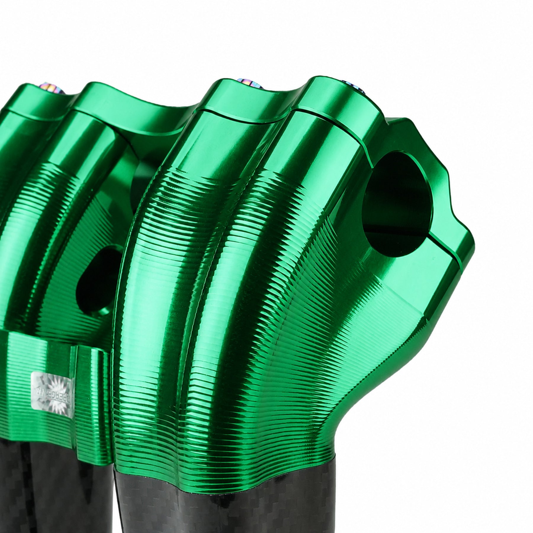 RF7 10-inch pullback carbon fiber riser for Harley-Davidson 1-inch handlebars, viper green finish