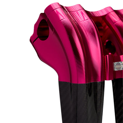 SuperGear Performance 10 Inch Pullback Handlebar Riser for Harley Davidson 1" Bars - Wildblossom Pink Carbon Fiber CNC Billet