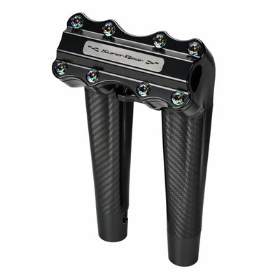 RF7 10-inch pullback carbon fiber riser for Harley-Davidson 1-inch handlebars, nightstrike black finish
