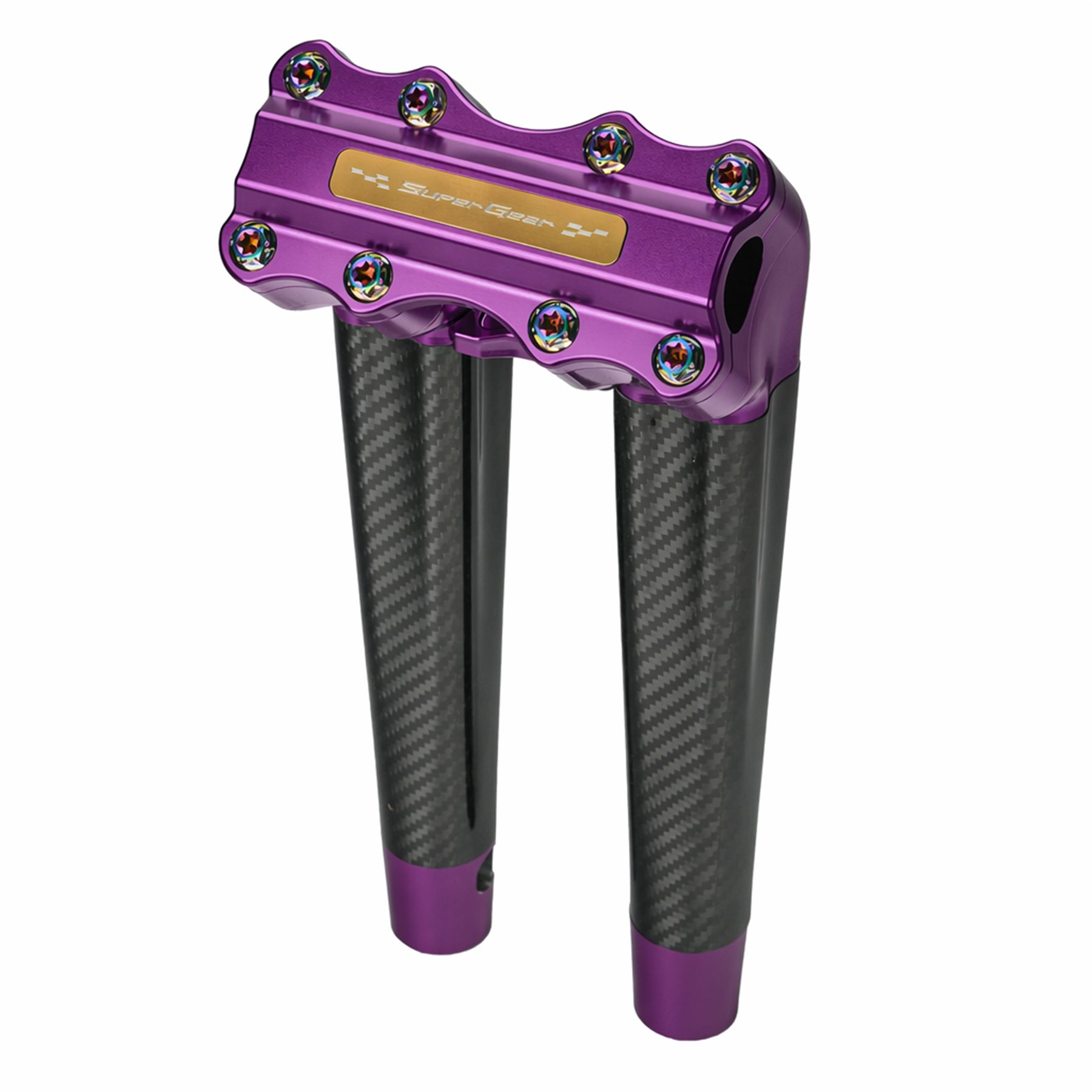RF7 12-inch pullback carbon fiber riser for Harley-Davidson 1-inch handlebars, canyonshade purple finish