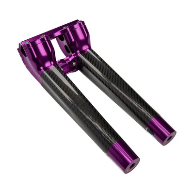 SuperGear Performance 12 Inch Pullback Handlebar Riser for Harley Davidson 1" Bars - Canyonshade Purple Carbon Fiber CNC Billet