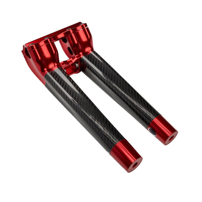 SuperGear Performance 12 Inch Pullback Handlebar Riser for Harley Davidson 1" Bars - Daytona Red Carbon Fiber CNC Billet