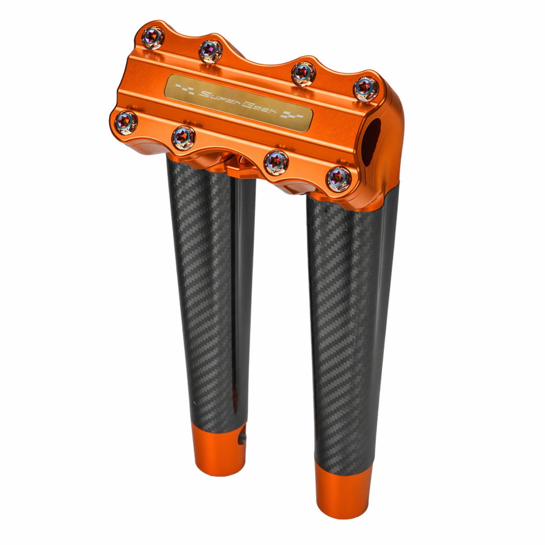 RF7 12-inch pullback carbon fiber riser for Harley-Davidson 1-inch handlebars, gulf orange finish