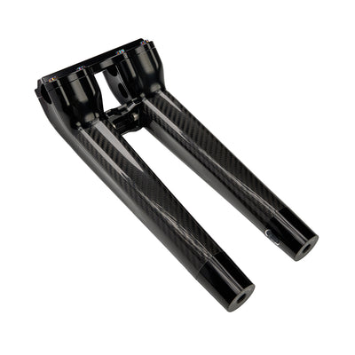 SuperGear Performance 12 Inch Pullback Handlebar Riser for Harley Davidson 1" Bars - Nightstrike Black Carbon Fiber CNC Billet