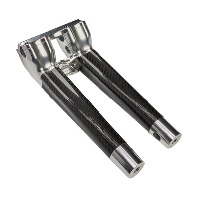 SuperGear Performance 12 Inch Pullback Handlebar Riser for Harley Davidson 1" Bars - Ridgeline Silver Carbon Fiber CNC Billet