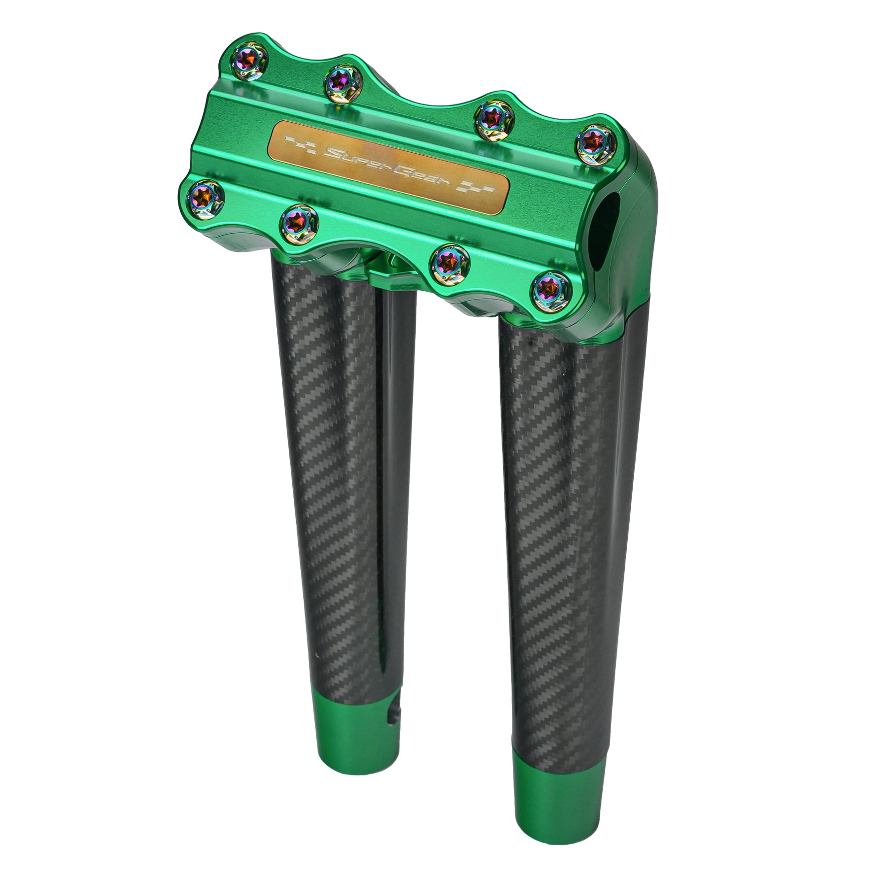 RF7 12-inch pullback carbon fiber riser for Harley-Davidson 1-inch handlebars, viper green finish