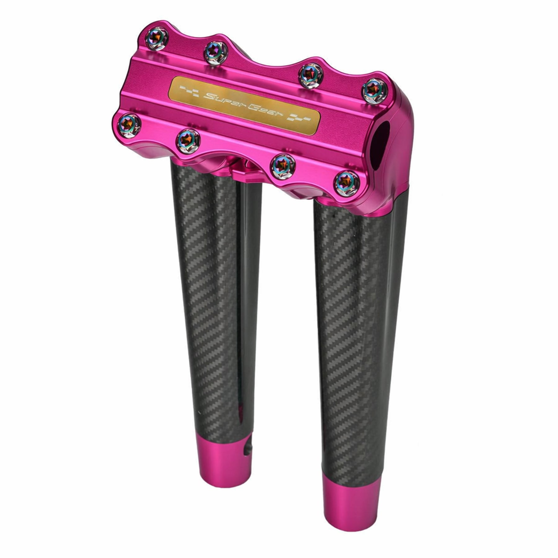 RF7 12-inch pullback carbon fiber riser for Harley-Davidson 1-inch handlebars, wildblossom pink finish