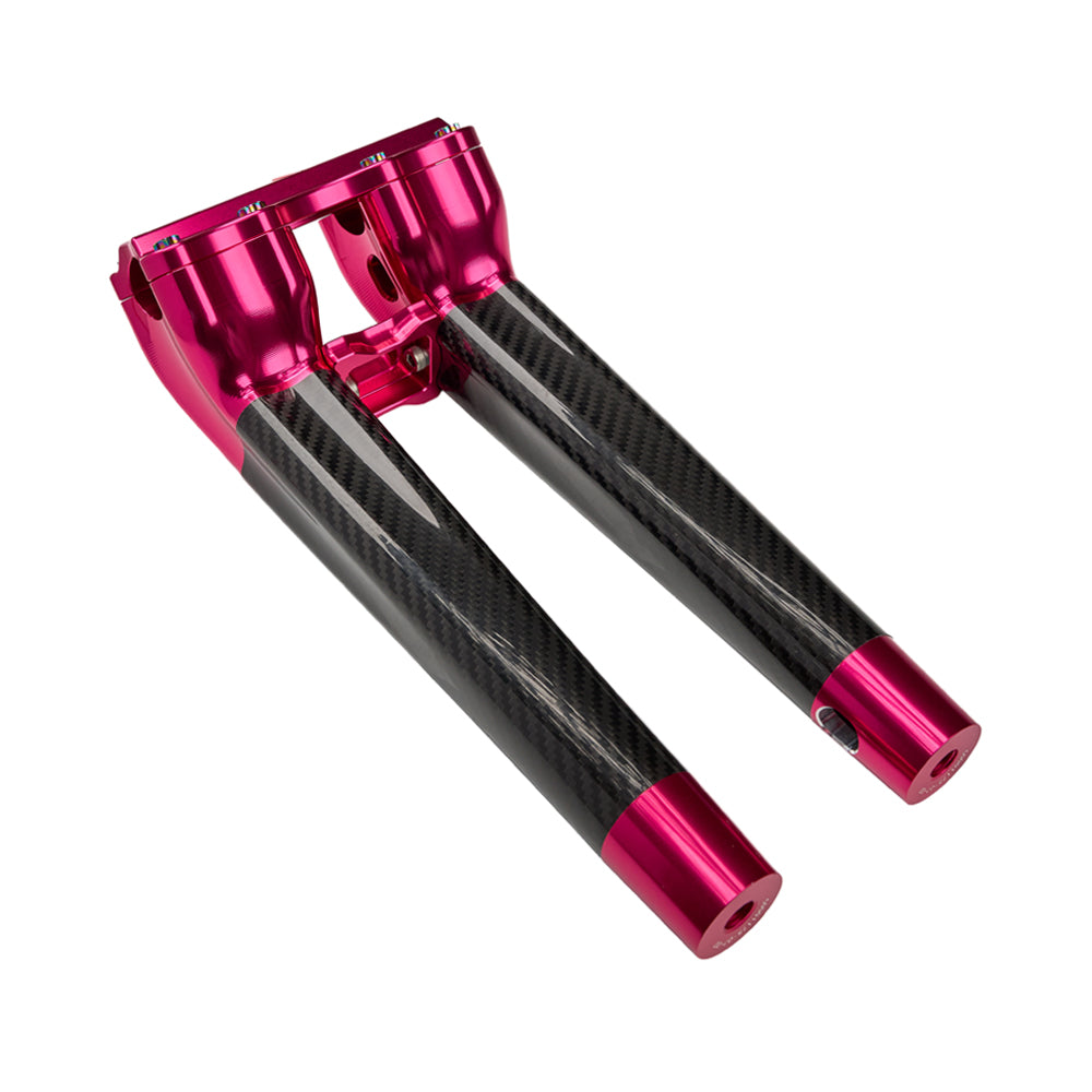 SuperGear Performance 12 Inch Pullback Handlebar Riser for Harley Davidson 1" Bars - Wildblossom Pink Carbon Fiber CNC Billet