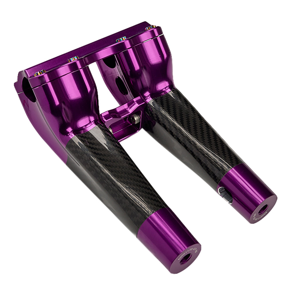 SuperGear Performance 8 Inch Pullback Handlebar Riser for Harley Davidson 1" Bars - Canyonshade Purple Carbon Fiber CNC Billet