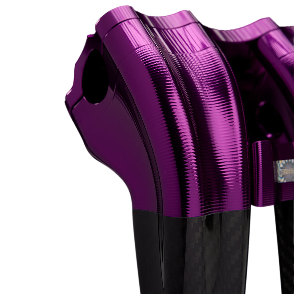 SuperGear Performance 8 Inch Pullback Handlebar Riser for Harley Davidson 1" Bars - Canyonshade Purple Carbon Fiber CNC Billet