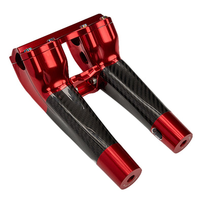 SuperGear Performance 8 Inch Pullback Handlebar Riser for Harley Davidson 1" Bars - Daytona Red Carbon Fiber CNC Billet