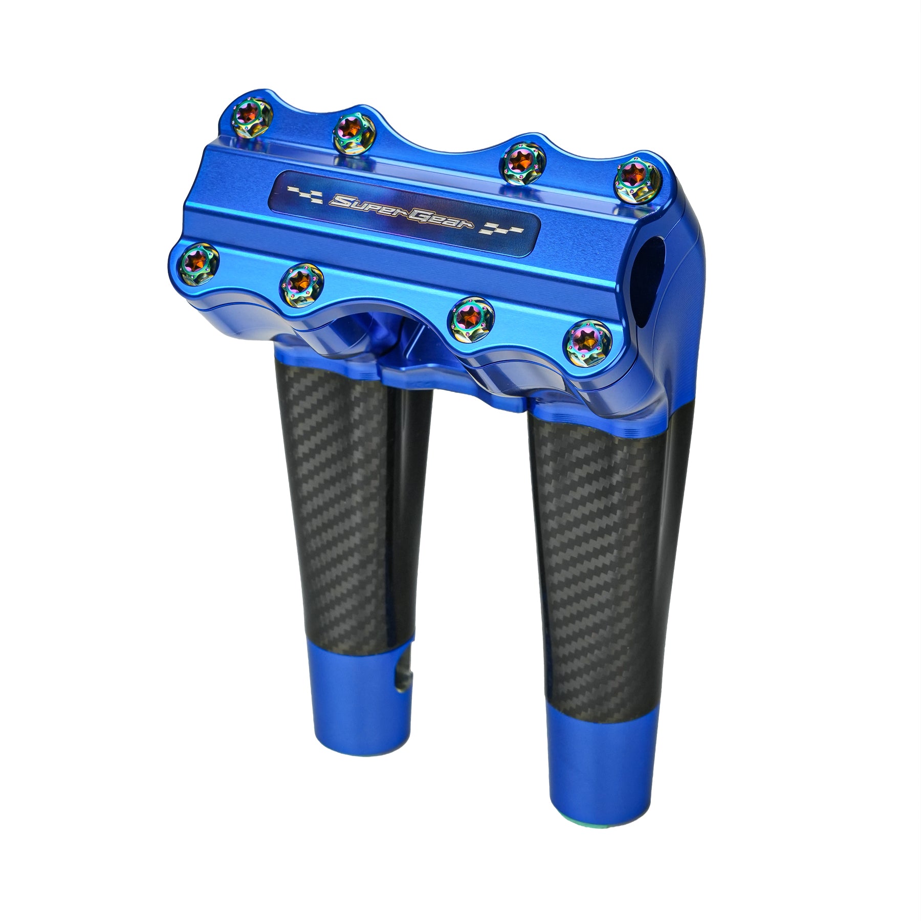RF7 8-inch pullback carbon fiber riser for Harley-Davidson 1-inch handlebars, deep current blue finish