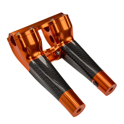 SuperGear Performance 8 Inch Pullback Handlebar Riser for Harley Davidson 1" Bars - Gulf Orange Carbon Fiber CNC Billet