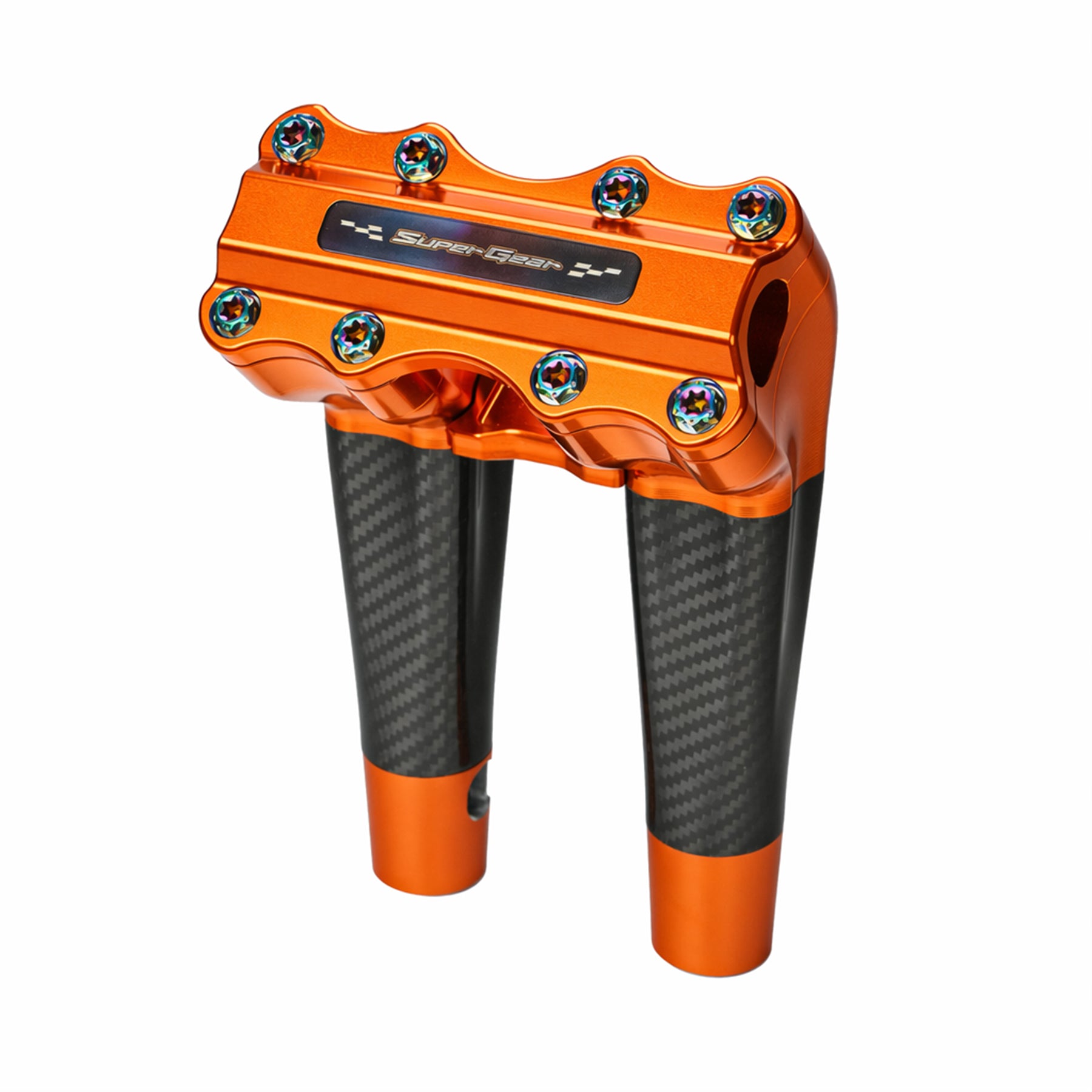 RF7 8-inch pullback carbon fiber riser for Harley-Davidson 1-inch handlebars, gulf orange finish