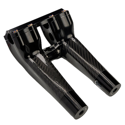 SuperGear Performance 8 Inch Pullback Handlebar Riser for Harley Davidson 1" Bars - Nightstrike Black Carbon Fiber CNC Billet