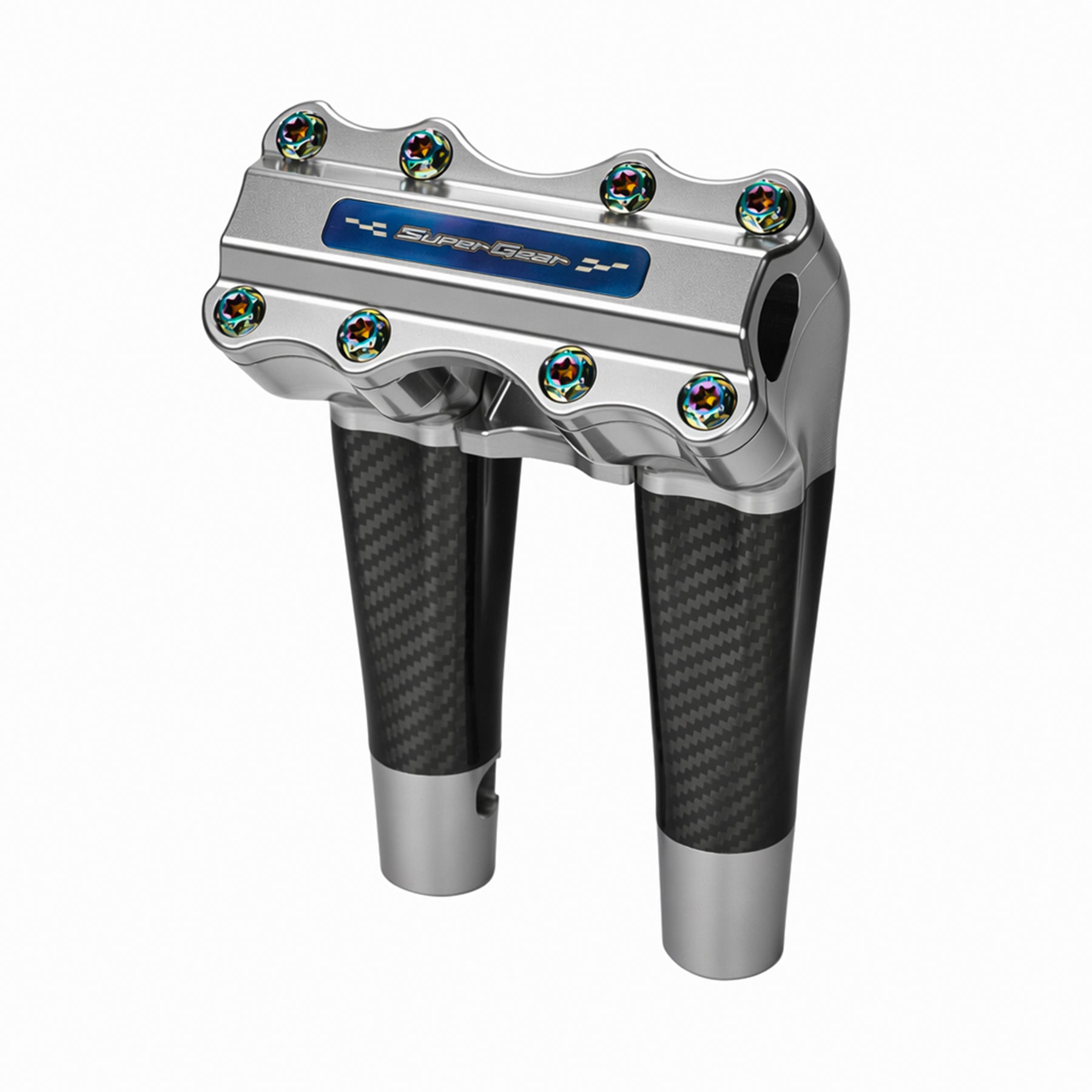 RF7 8-inch pullback carbon fiber riser for Harley-Davidson 1-inch handlebars, ridgeline silver finish