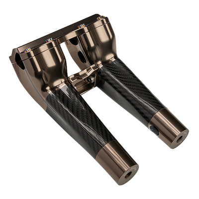 SuperGear Performance 8 Inch Pullback Handlebar Riser for Harley Davidson 1" Bars - Titanium Gold Carbon Fiber CNC Billet