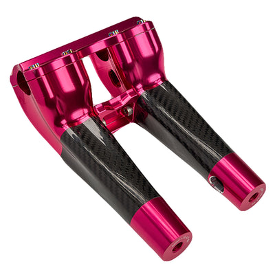 SuperGear Performance 8 Inch Pullback Handlebar Riser for Harley Davidson 1" Bars - Wildblossom Pink Carbon Fiber CNC Billet