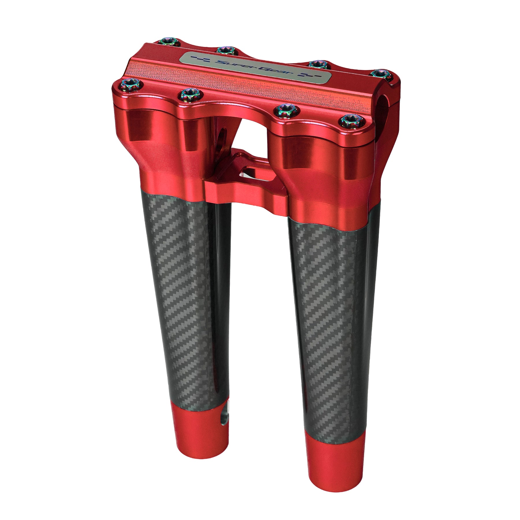 RF7 10-inch straight carbon fiber riser for Harley-Davidson 1-inch handlebars, daytona red finish