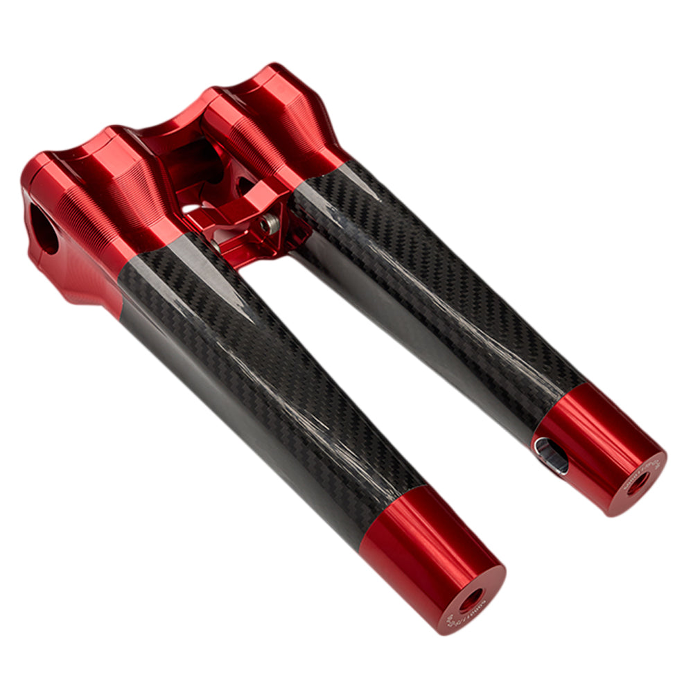 SuperGear Performance 10 Inch Straight Handlebar Riser for Harley Davidson 1" Bars - Daytona Red Carbon Fiber CNC Billet