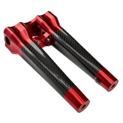 SuperGear Performance 10 Inch Straight Handlebar Riser for Harley Davidson 1" Bars - Daytona Red Carbon Fiber CNC Billet