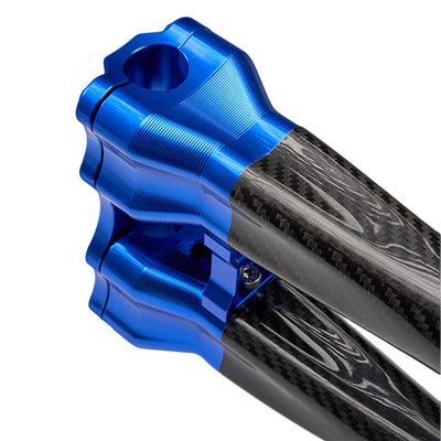 SuperGear Performance 10 Inch Straight Handlebar Riser for Harley Davidson 1" Bars - Deep Current Blue Carbon Fiber CNC Billet