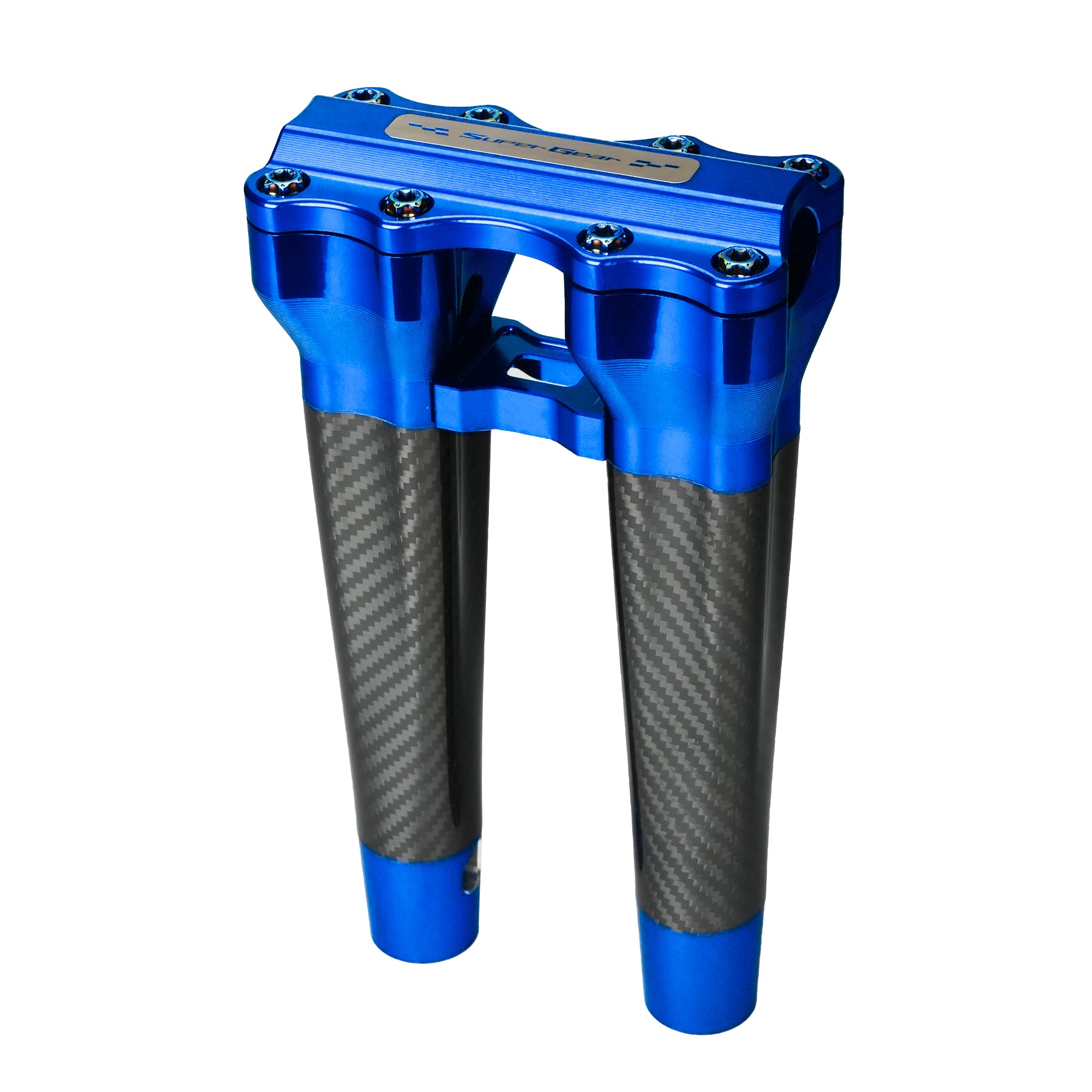 RF7 10-inch straight carbon fiber riser for Harley-Davidson 1-inch handlebars, deep current blue finish