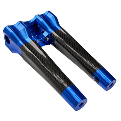 SuperGear Performance 10 Inch Straight Handlebar Riser for Harley Davidson 1" Bars - Deep Current Blue Carbon Fiber CNC Billet