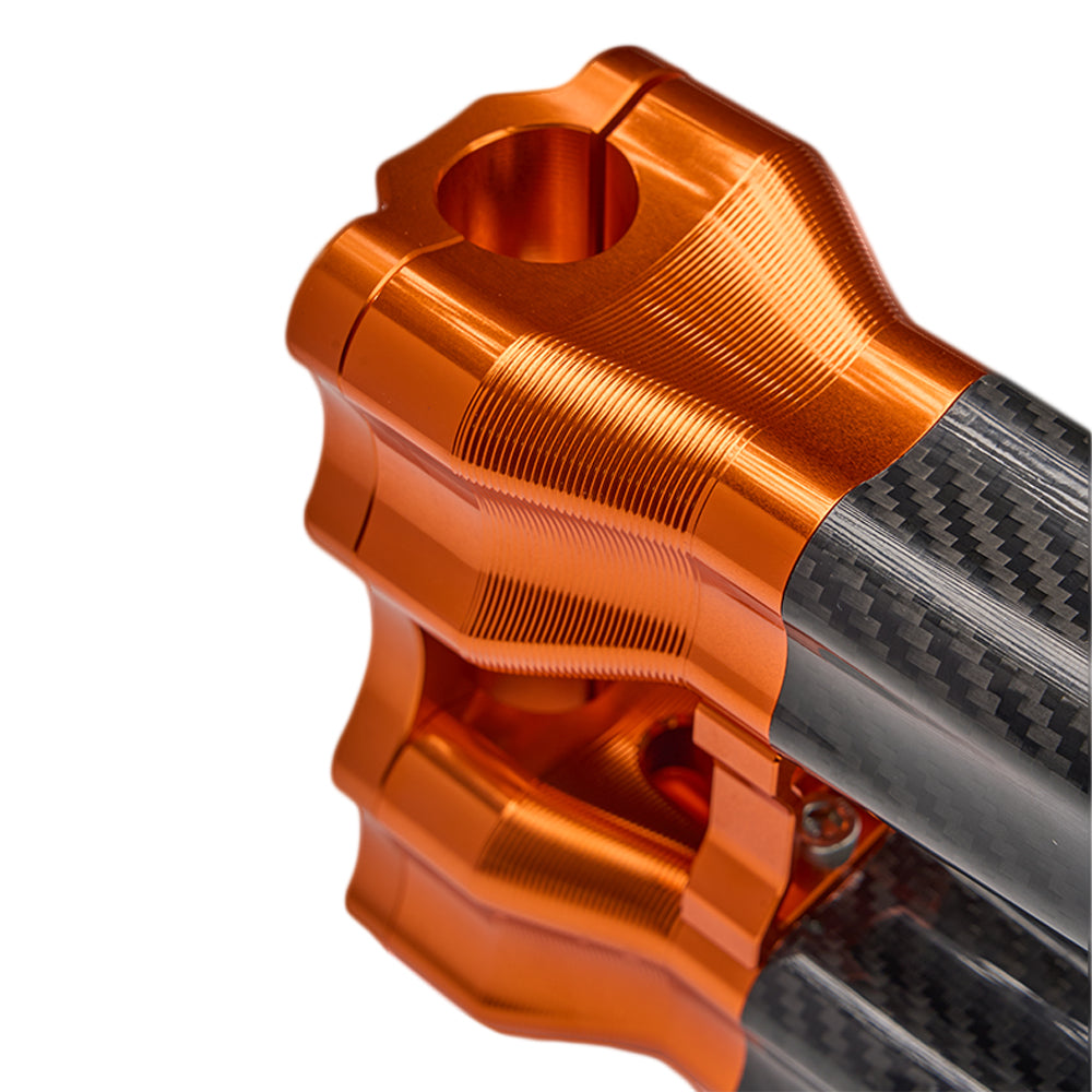 `SuperGear Performance 10 Inch Straight Handlebar Riser for Harley Davidson 1" Bars - Gulf Orange Carbon Fiber CNC Billet
