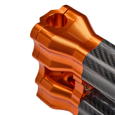 `SuperGear Performance 10 Inch Straight Handlebar Riser for Harley Davidson 1" Bars - Gulf Orange Carbon Fiber CNC Billet