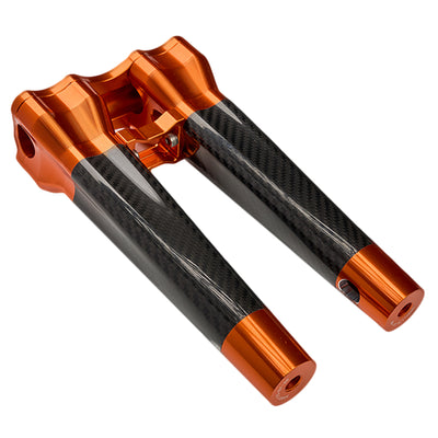 `SuperGear Performance 10 Inch Straight Handlebar Riser for Harley Davidson 1" Bars - Gulf Orange Carbon Fiber CNC Billet