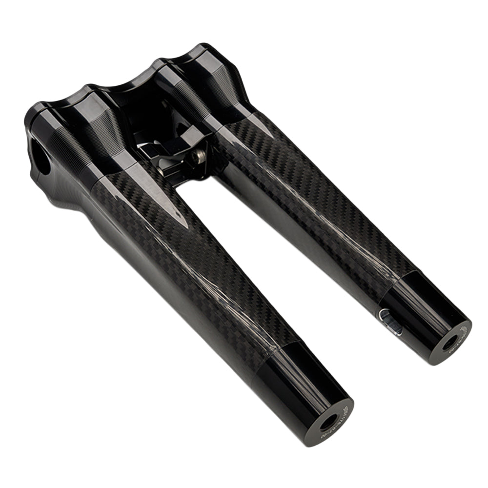 SuperGear Performance 10 Inch Straight Handlebar Riser for Harley Davidson 1" Bars - Nightstrike Black Carbon Fiber CNC Billet