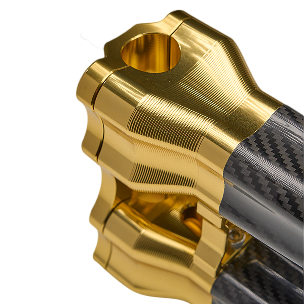 SuperGear Performance 10 Inch Straight Handlebar Riser for Harley Davidson 1" Bars - Sunchaser Gold Carbon Fiber CNC Billet