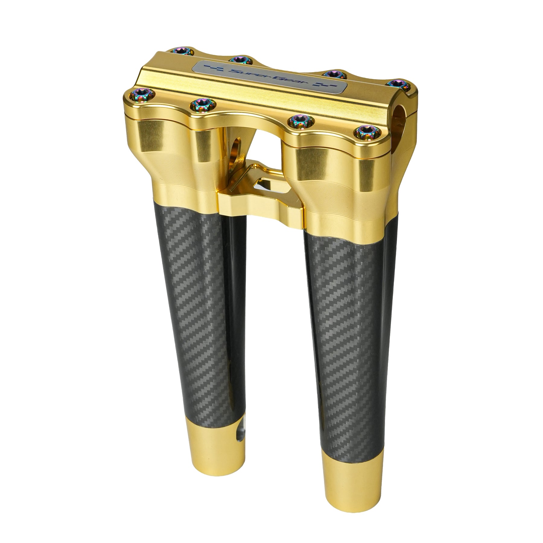 RF7 10-inch straight carbon fiber riser for Harley-Davidson 1-inch handlebars, sunchaser gold finish