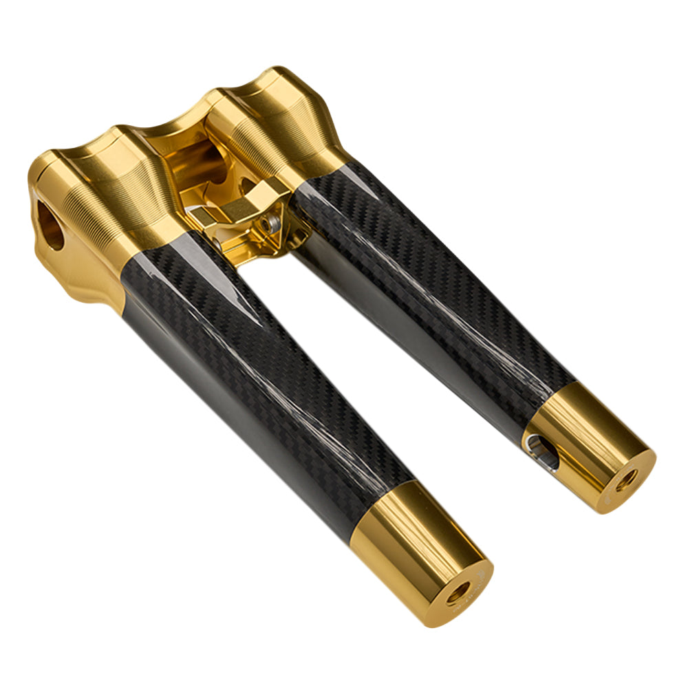 SuperGear Performance 10 Inch Straight Handlebar Riser for Harley Davidson 1" Bars - Sunchaser Gold Carbon Fiber CNC Billet
