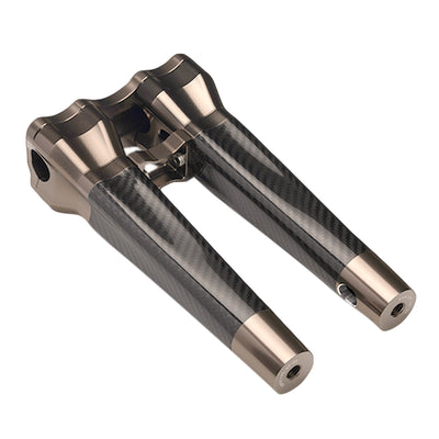 SuperGear Performance 10 Inch Straight Handlebar Riser for Harley Davidson 1" Bars - Titanium Gold Carbon Fiber CNC Billet