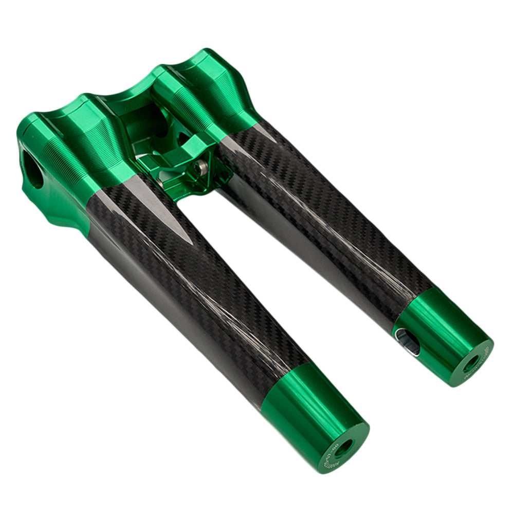 SuperGear Performance 10 Inch Straight Handlebar Riser for Harley Davidson 1" Bars - Viper Green Carbon Fiber CNC Billet