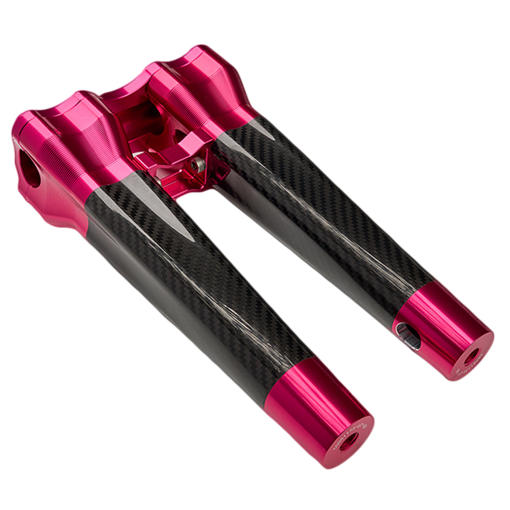SuperGear Performance 10 Inch Straight Handlebar Riser for Harley Davidson 1" Bars - Wildblossom Pink Carbon Fiber CNC Billet